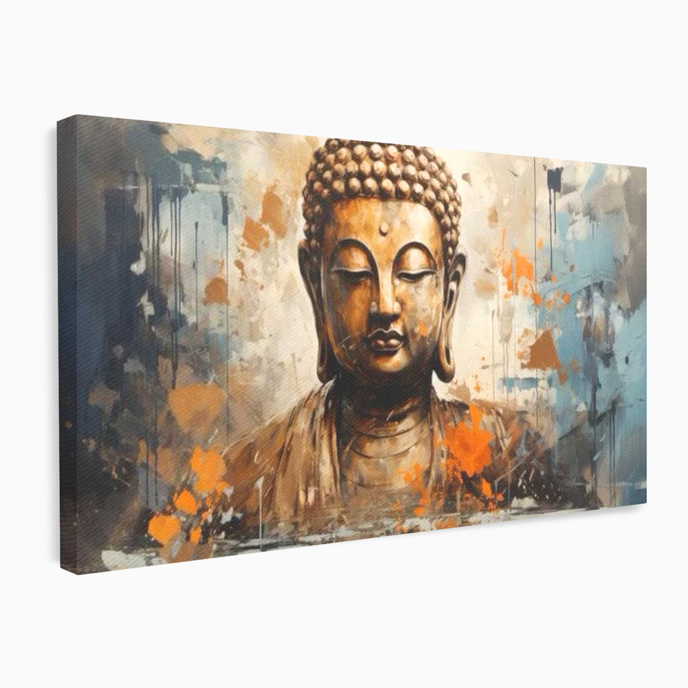 Tablou canvas cu tablou canvas cu bustul lui buddha, fara rama, pe sasiu de lemn